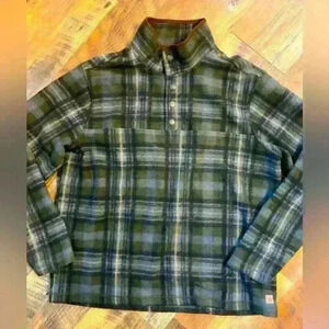 John Wayne means woolly fleece olive quarter snap pull over size large